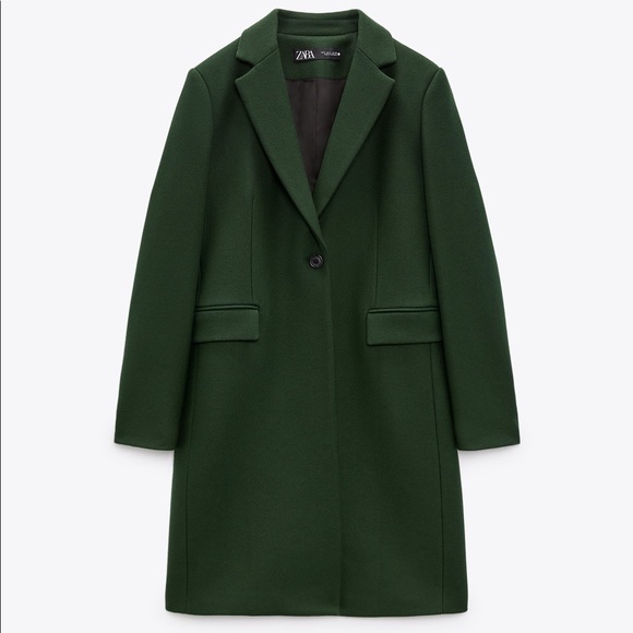 NWT ZARA Menswear Style Wool Coat Green XXL Blogger’s Favorite - Picture 10 of 11